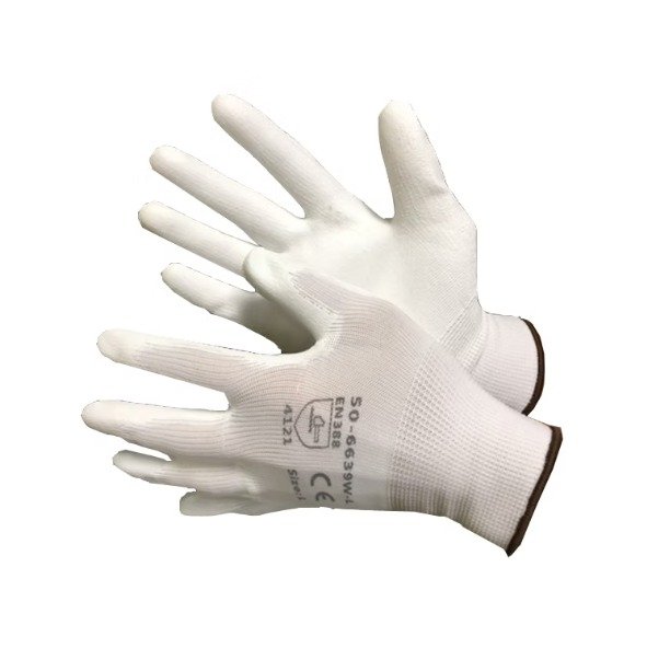 White Nylon Shell with White PU Coating 50-6639W